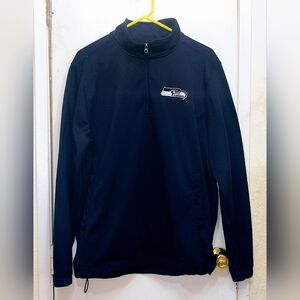 NFL GIII SEATTLE SEAHAWKS Blue Quarter-Zip Pullover w/ Embroidered Logo Mens XL